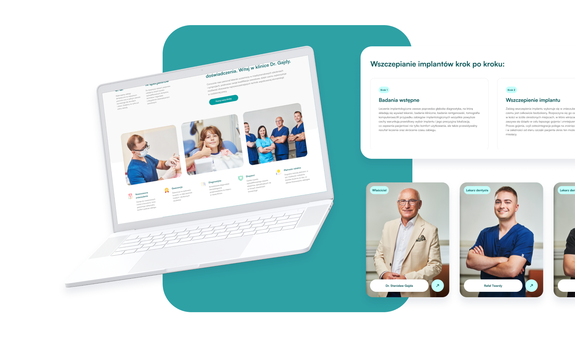 Widok układów treści na witrynie online - dr Gajda, klinika stomatologiczna