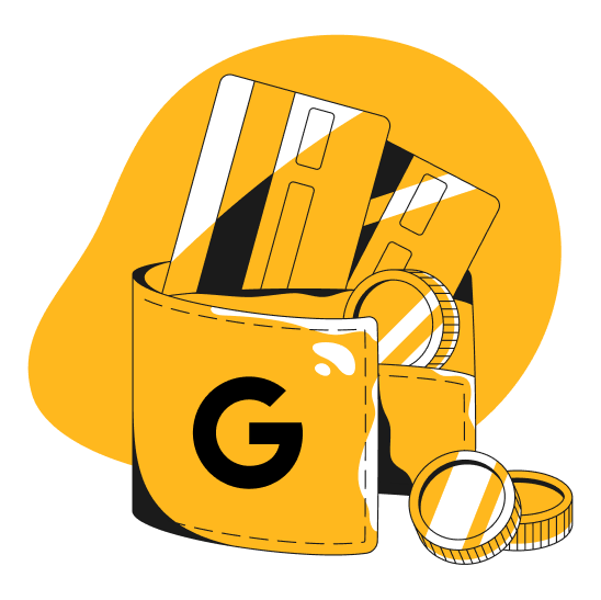 Portfel z logo Google symbolizujący inwestycję w kampanie Google Ads i zwrot z działań reklamowych online